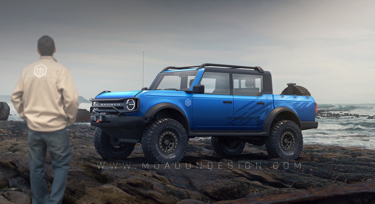 Primeras recreaciones del futuro Ford Bronco pickup 2024 MotorsAddict