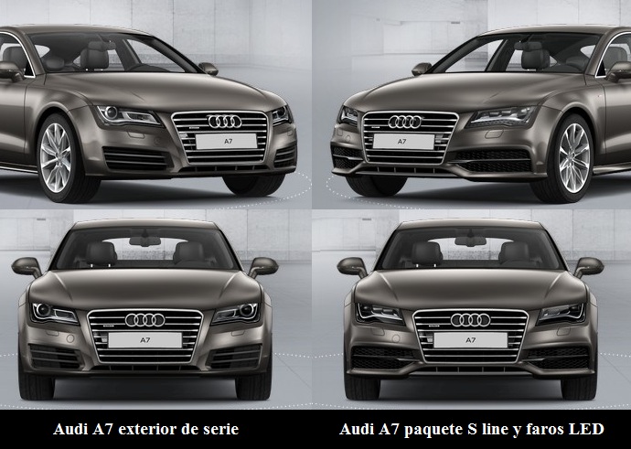 Comparación Audi A7 exterior de serie vs Audi A7 paquete S line y faros LED Comparación Audi A7 exterior de serie vs Audi A7 paquete S line y faros LED